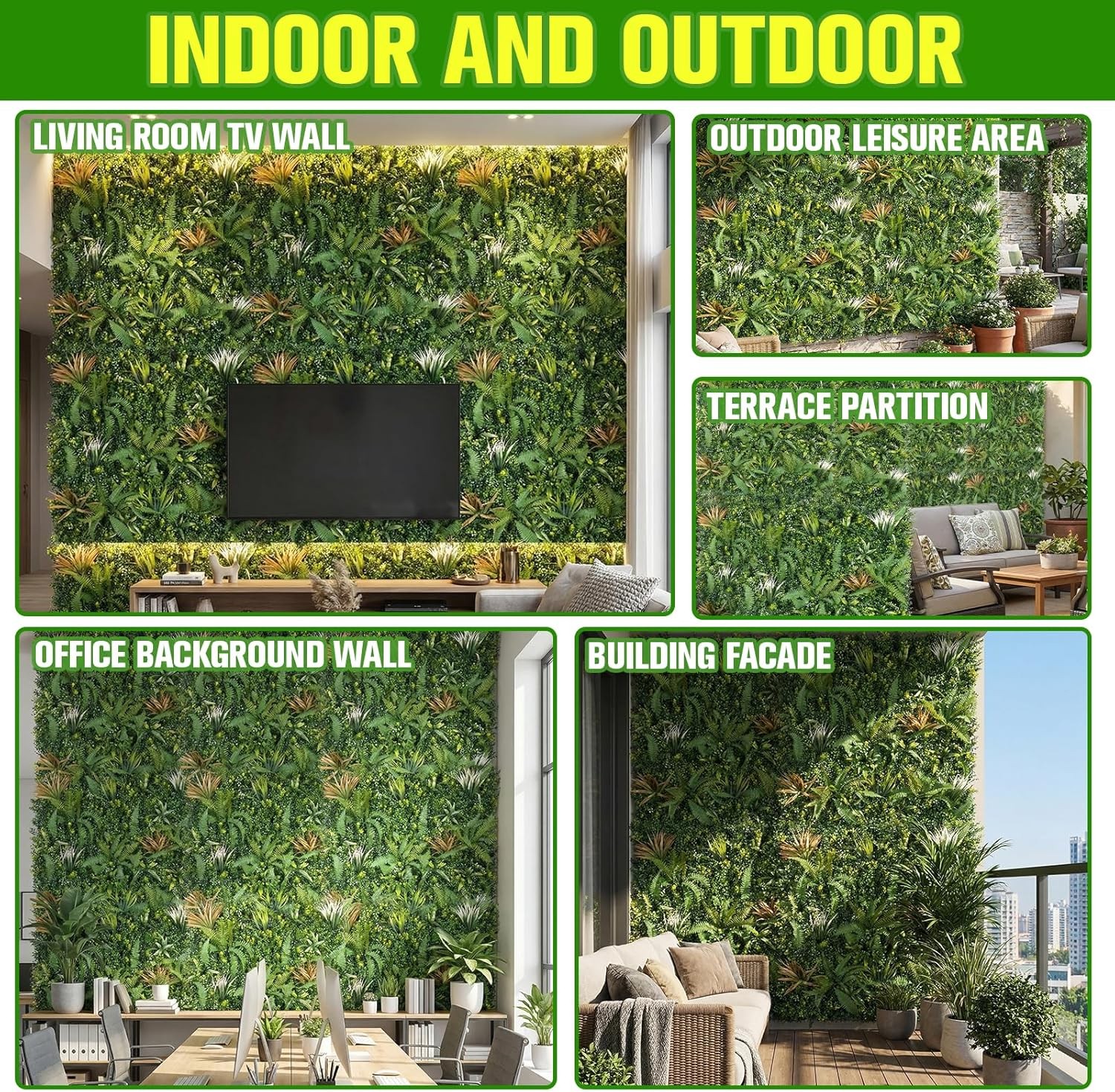 3 Pack 40×40 in Faux Greenery UV Resistant Privacy Fence Screen Faux Wall Panel