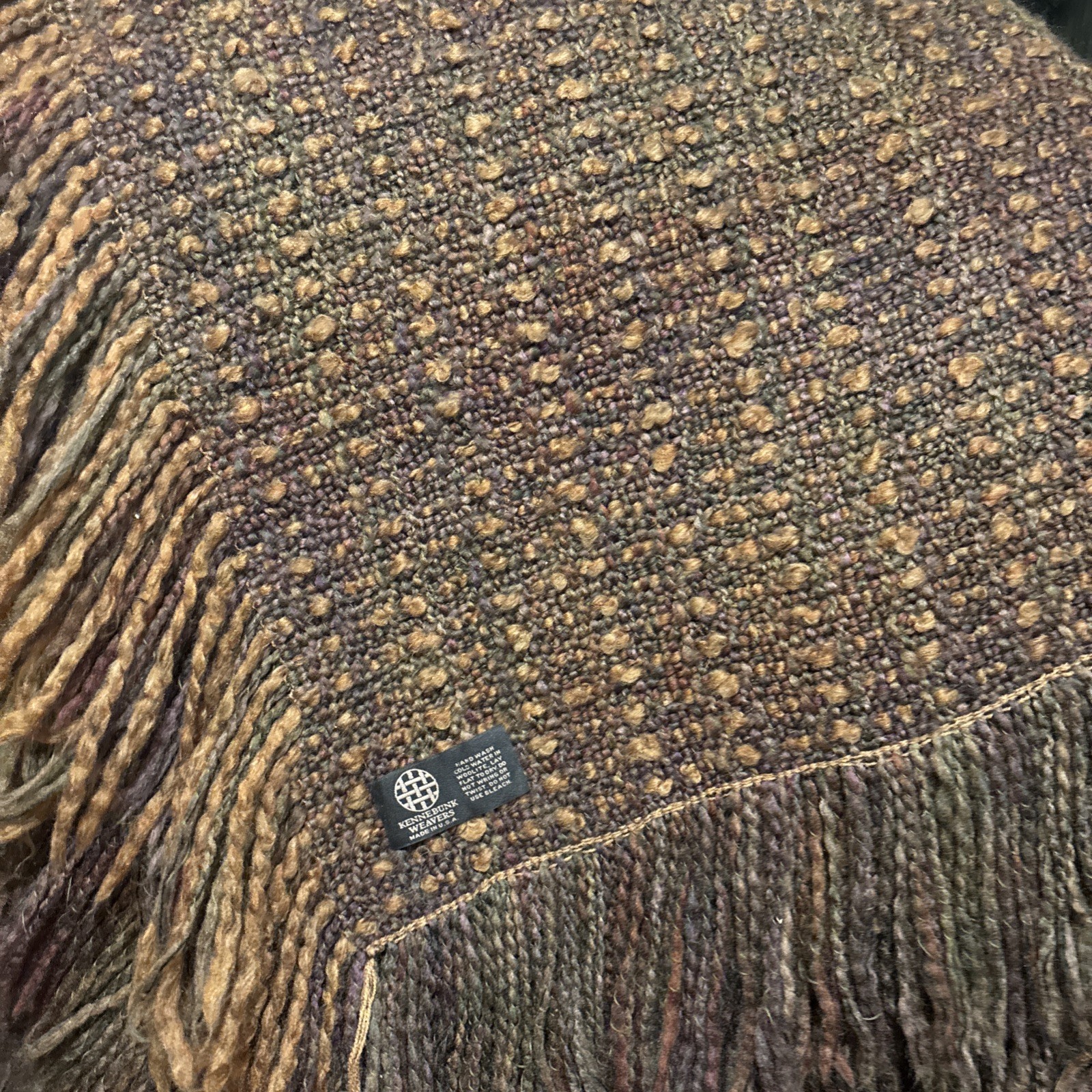 Kennebunk Throw Blanket Woven Multicolor Tassel Brown 60×40″
