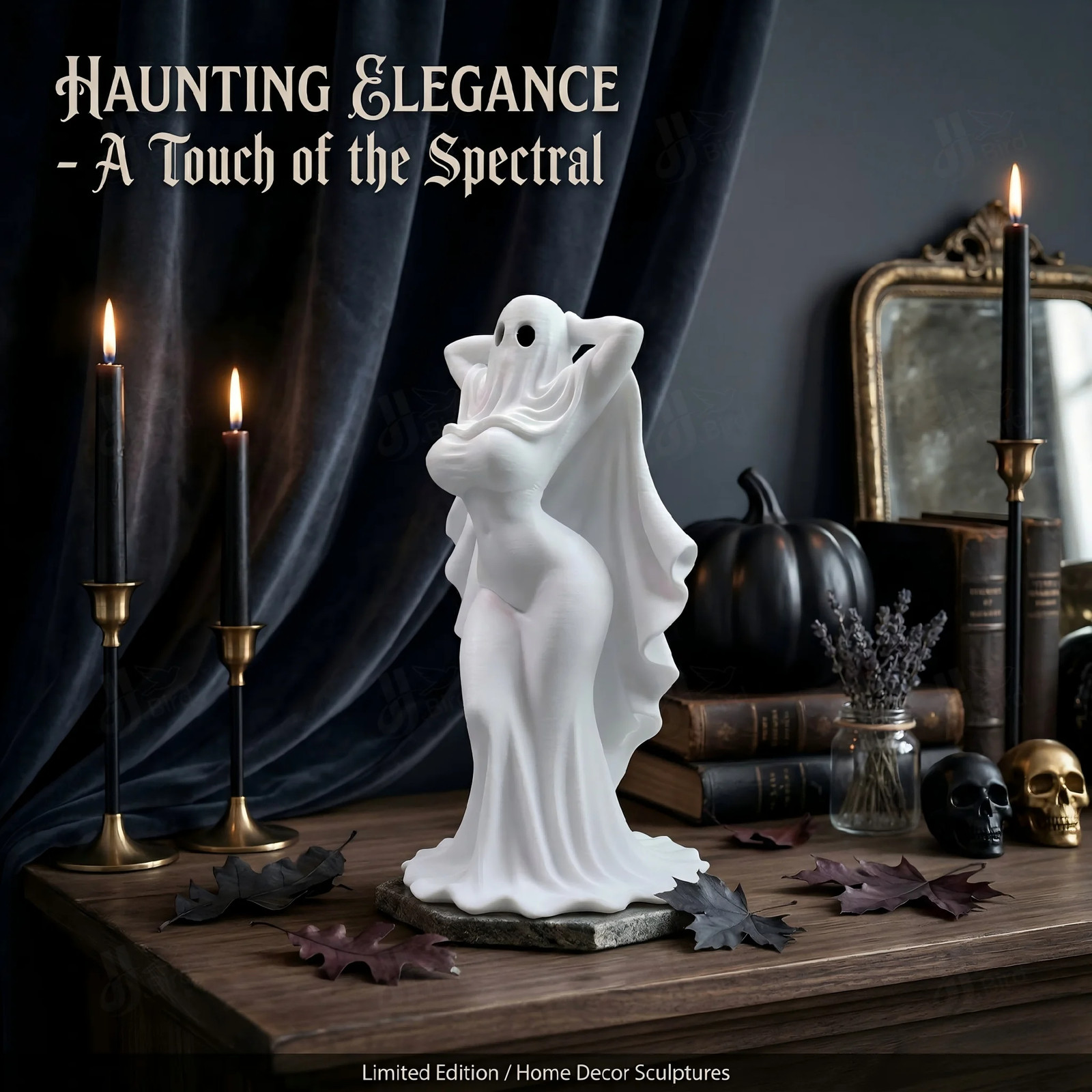 Ghost Girl Figurine Gothic Statue Sexy Spirit Woman Decor 5.1in Halloween