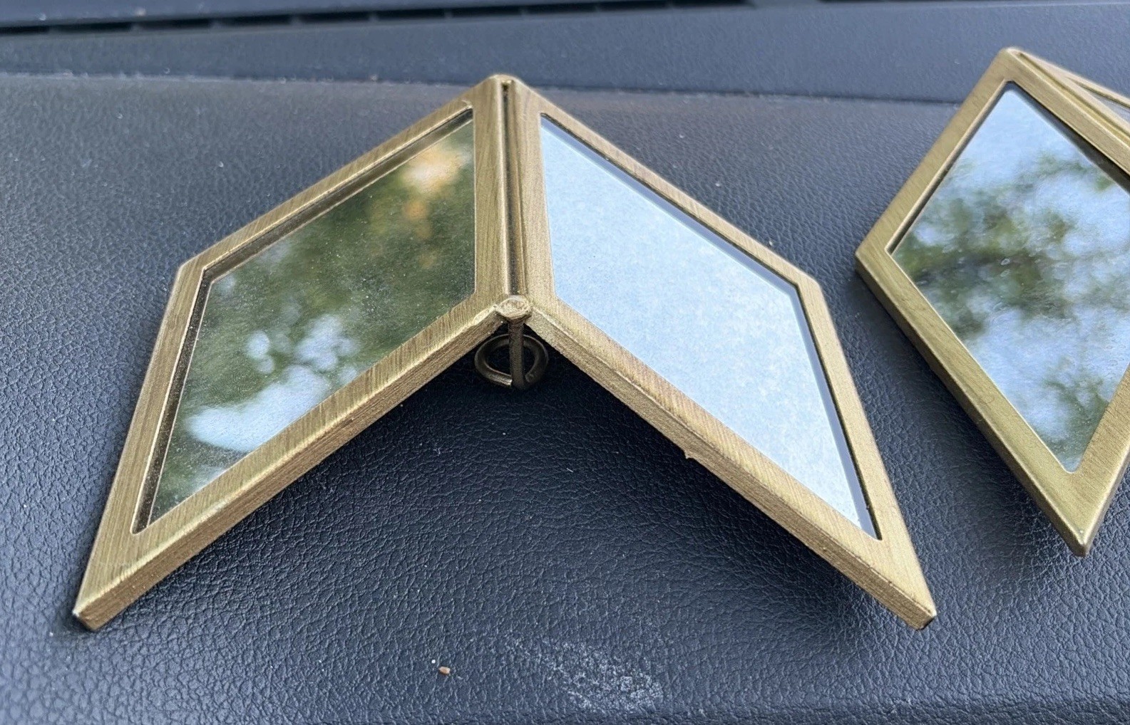 3 Chevron Wall Mirrors by Urban Outfitters Framed in Gold Tone & back hooks
