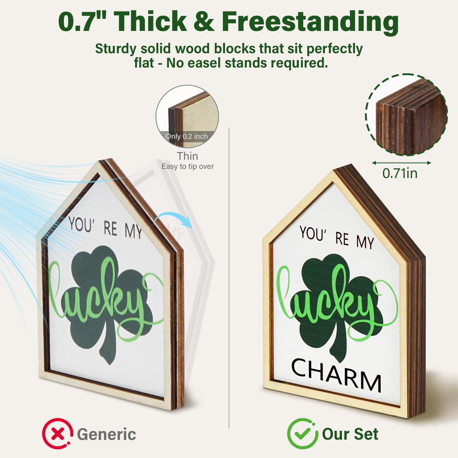 Tiered Tray Decor Set, Lucky Charm Farmhouse Decor, 0.71 in Extra Thick Frees…