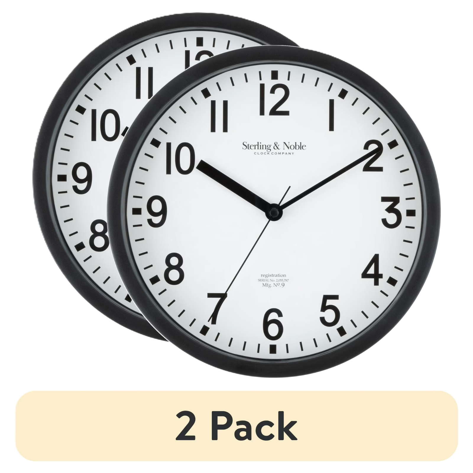 Mainstays Basic Indoor 8.78″ Black Analog Round Modern Wall Clock (2 Pack)