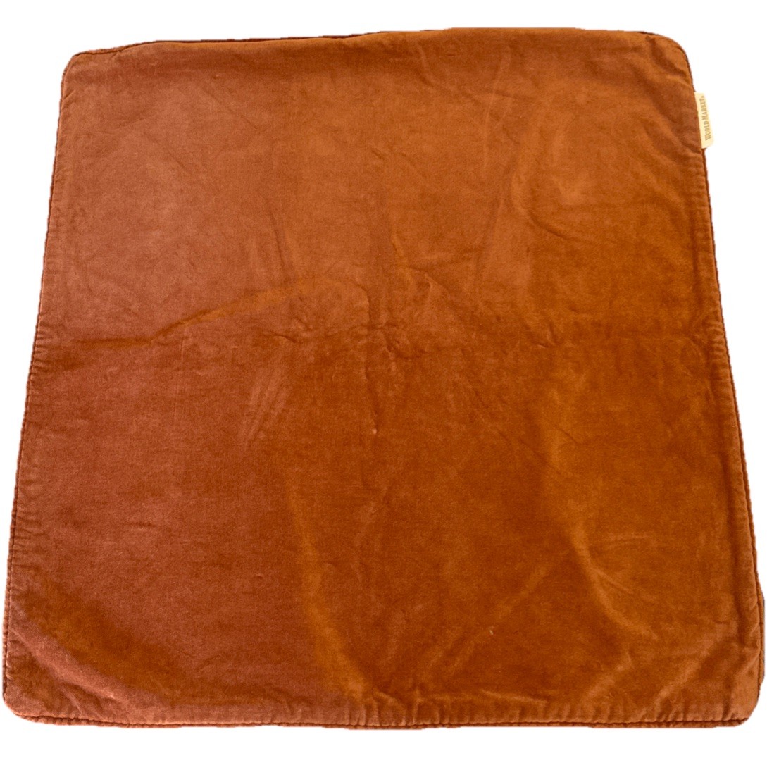 World Market Velvet Throw Pillow Cover 22×22 Rust – Burnt Orange