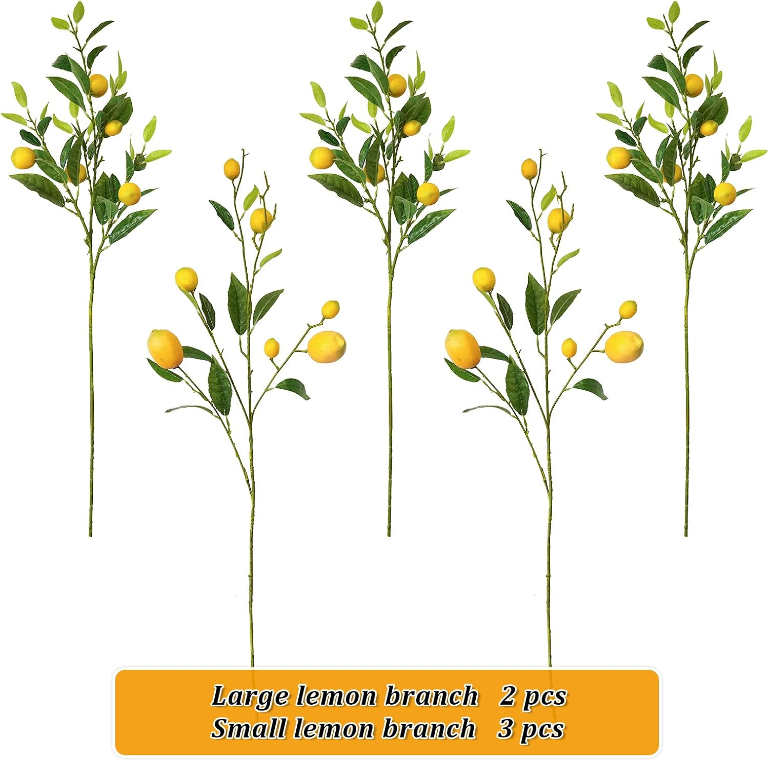 5Pcs Artificial Lemon Branch Pick Vivid Yellow Fake Lemon Decor for Kitchen Part