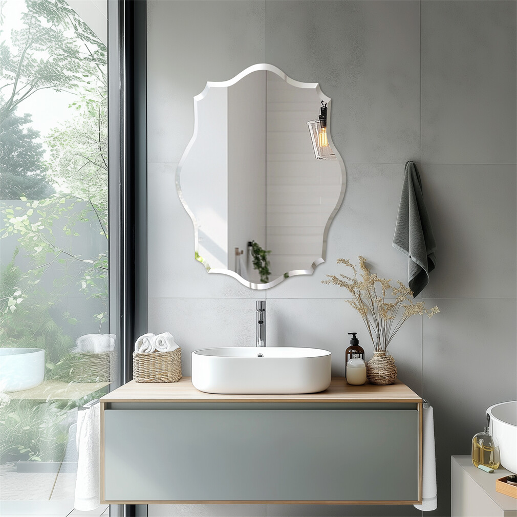 Irregular Decorative Wall Mirror Unframed Vanity Mirror for Bathroom Living Room