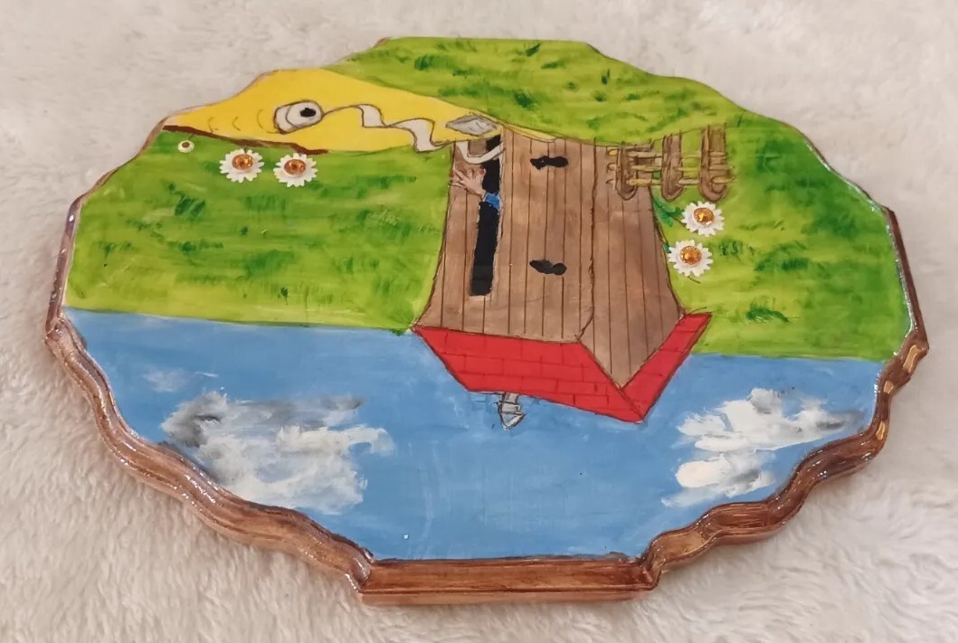 Bathroom Sign Funny Potty Humor Outhouse Wall Plaque Hand Painted Cabin Decor