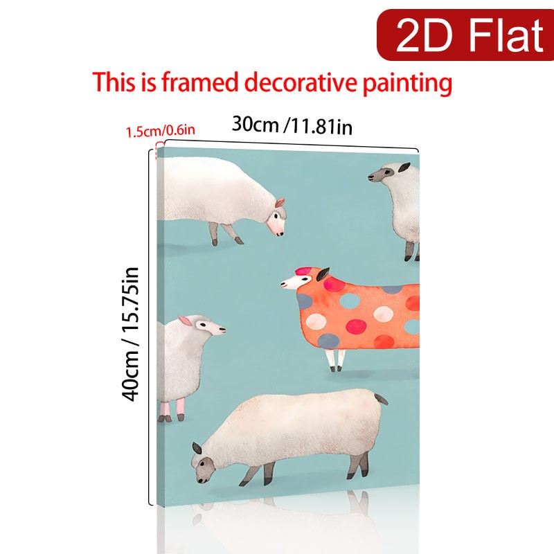 Colorful Watercolor Sheep Canvas Wall Art, Kids Room Animal Home Decor