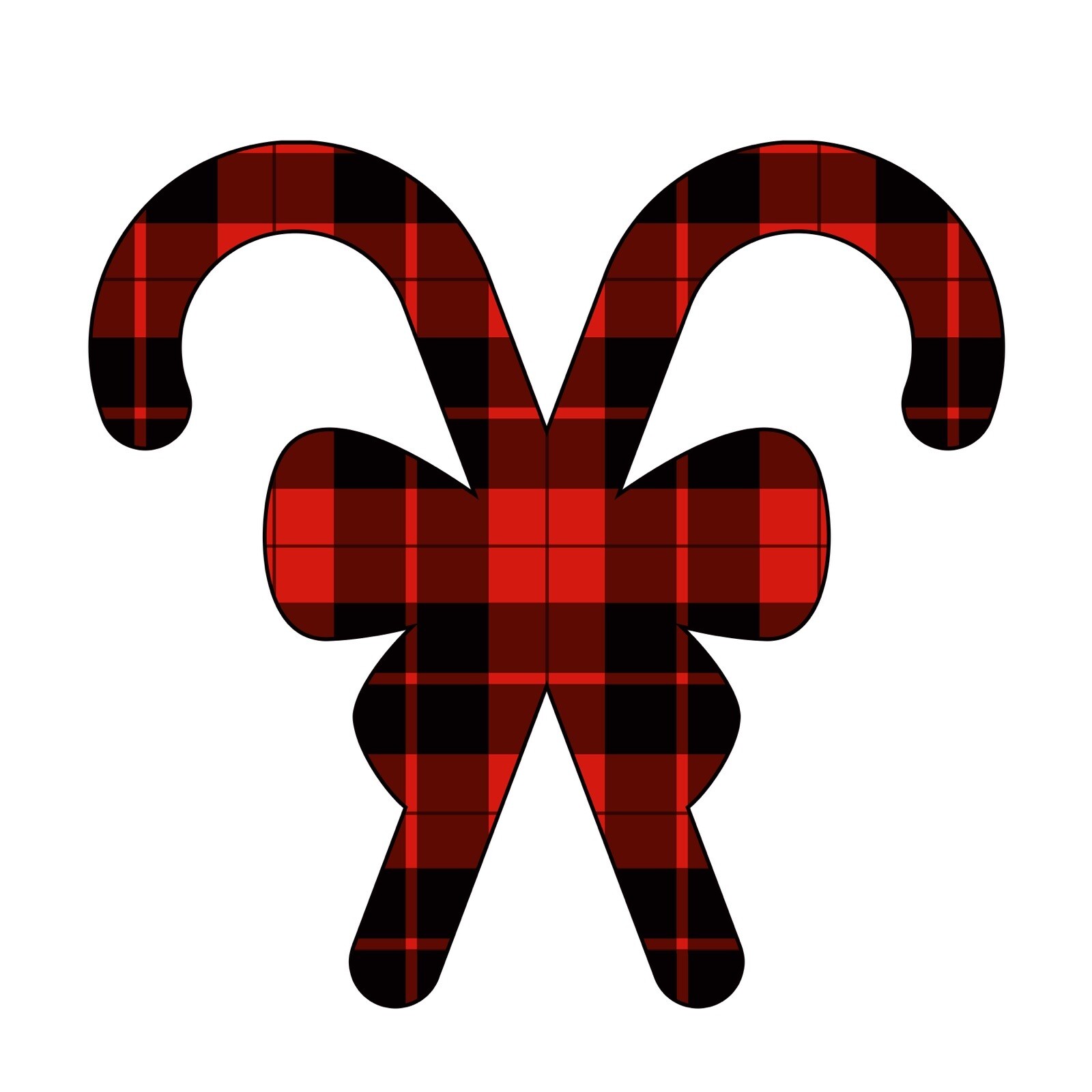 4” Buffalo Plaid Sticker Red Black Candy Cane Holiday Christmas Decor Winter