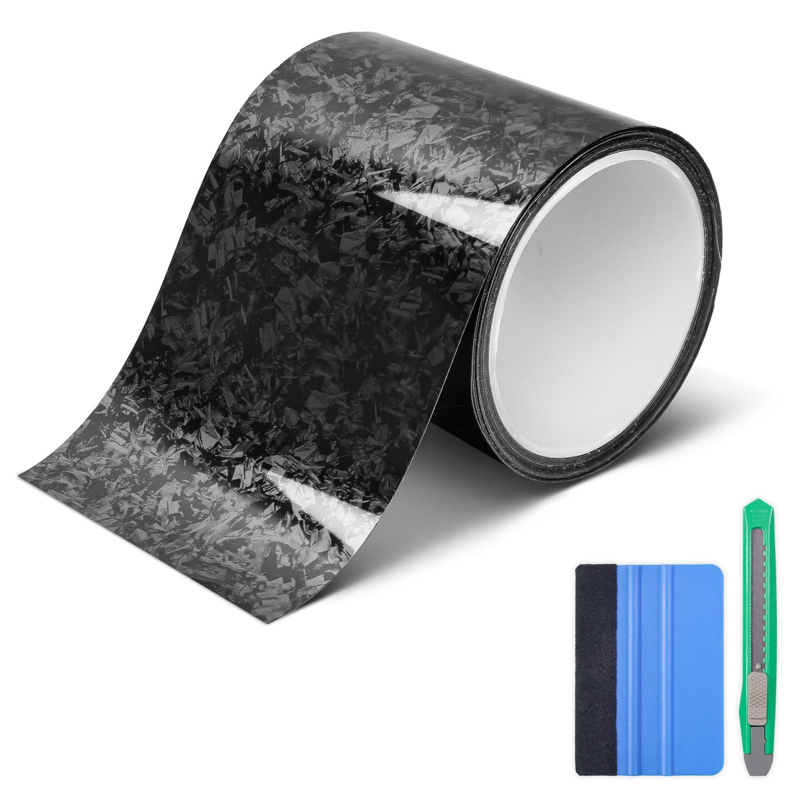 Lypumso Black Forged Carbon Fiber Vinyl Wrap Tape, 4 Inch x 20ft Self-Adhesiv…