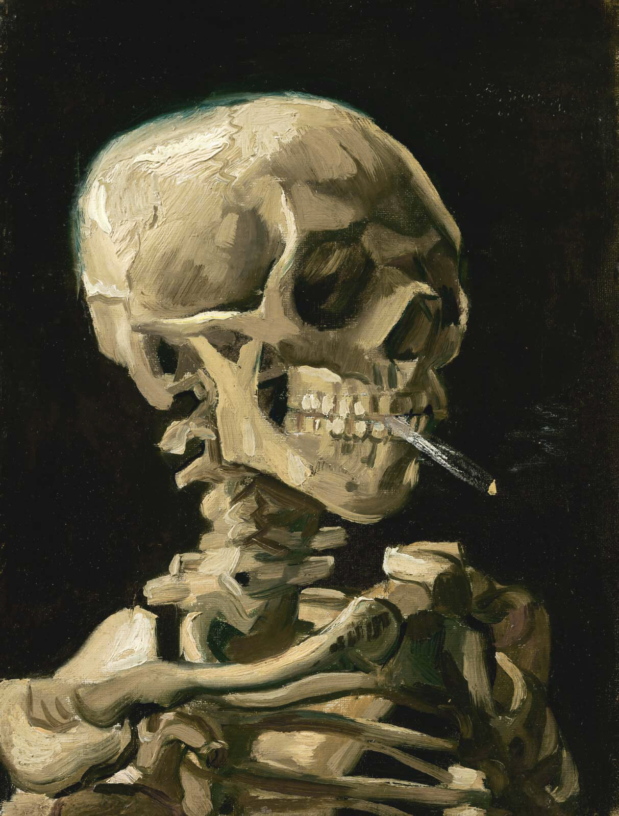 1886 Van Gogh Skeleton Skull Smoking Burning Cigarette Wall Art Print Decor