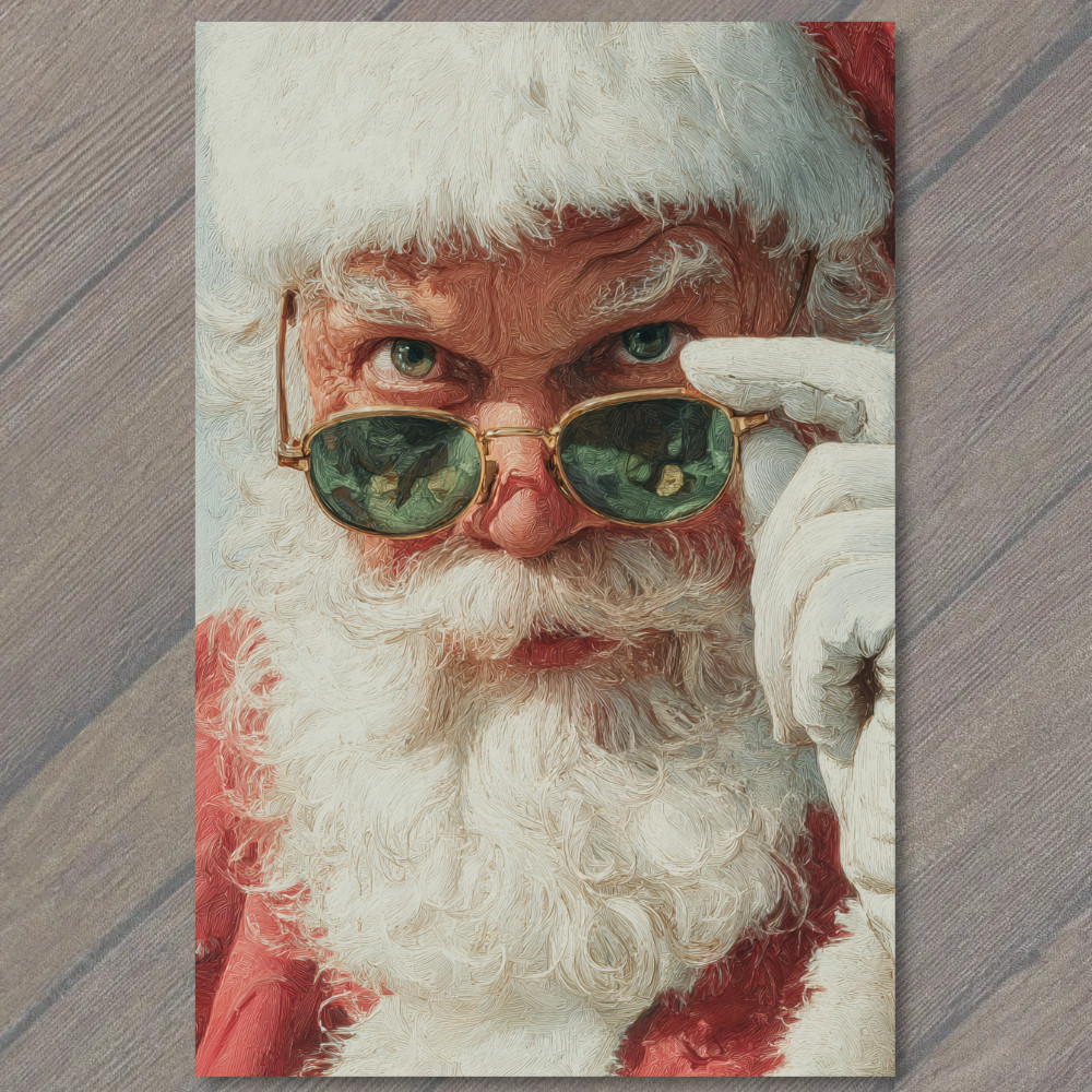 Art Print Santa Sunglasses Close Up Cool Funny Retro Christmas Holiday Humor
