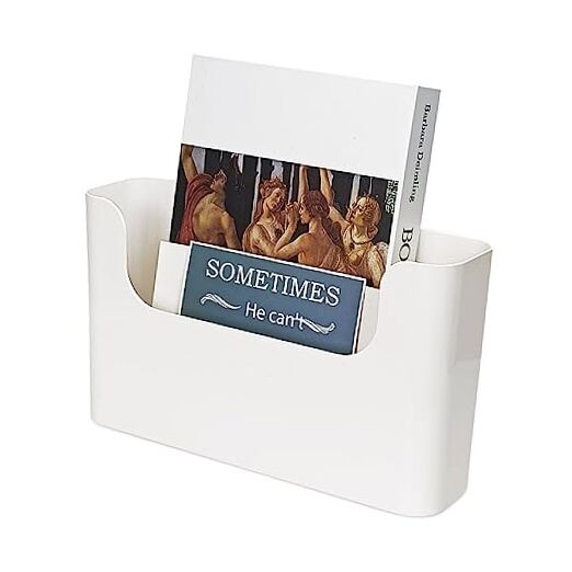 Wall File Holder – White Plastic Wall Mount File Organizer for Office, Home,