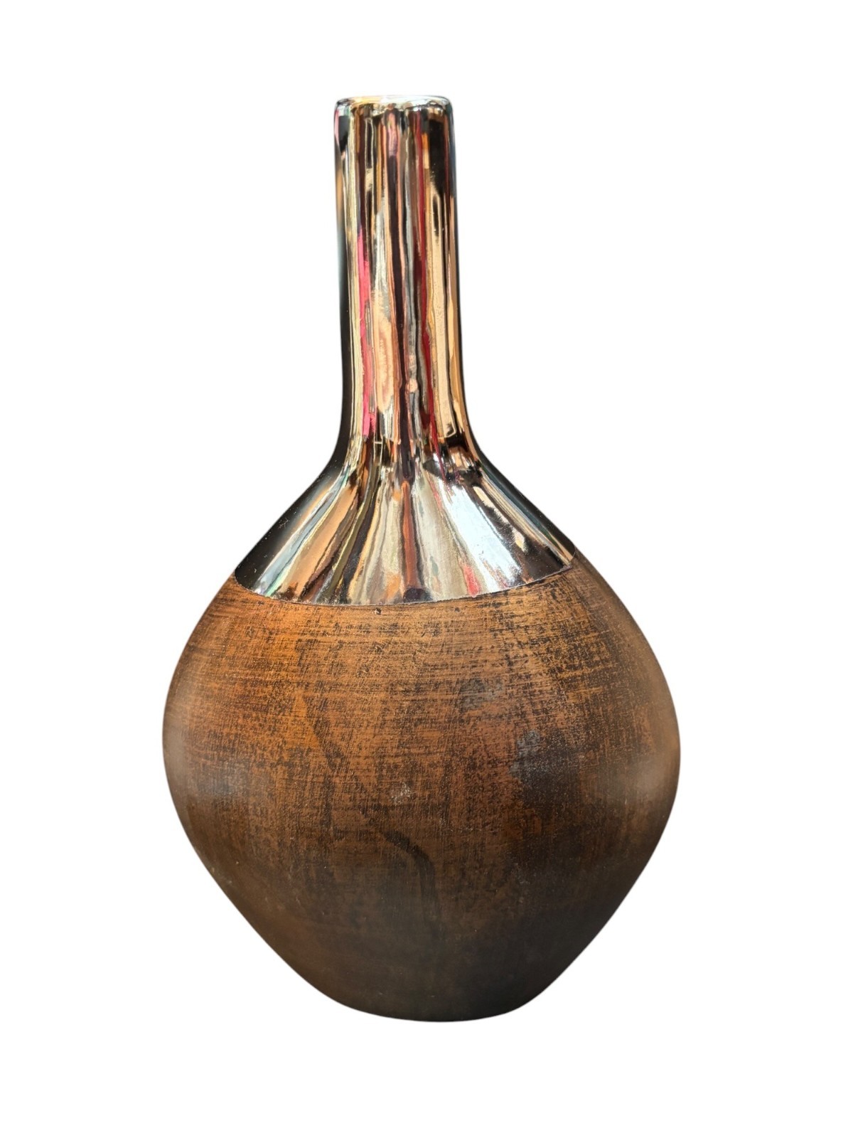 Rustic Brown & Silver Decorative Vase For Modern & Minimalist Homes