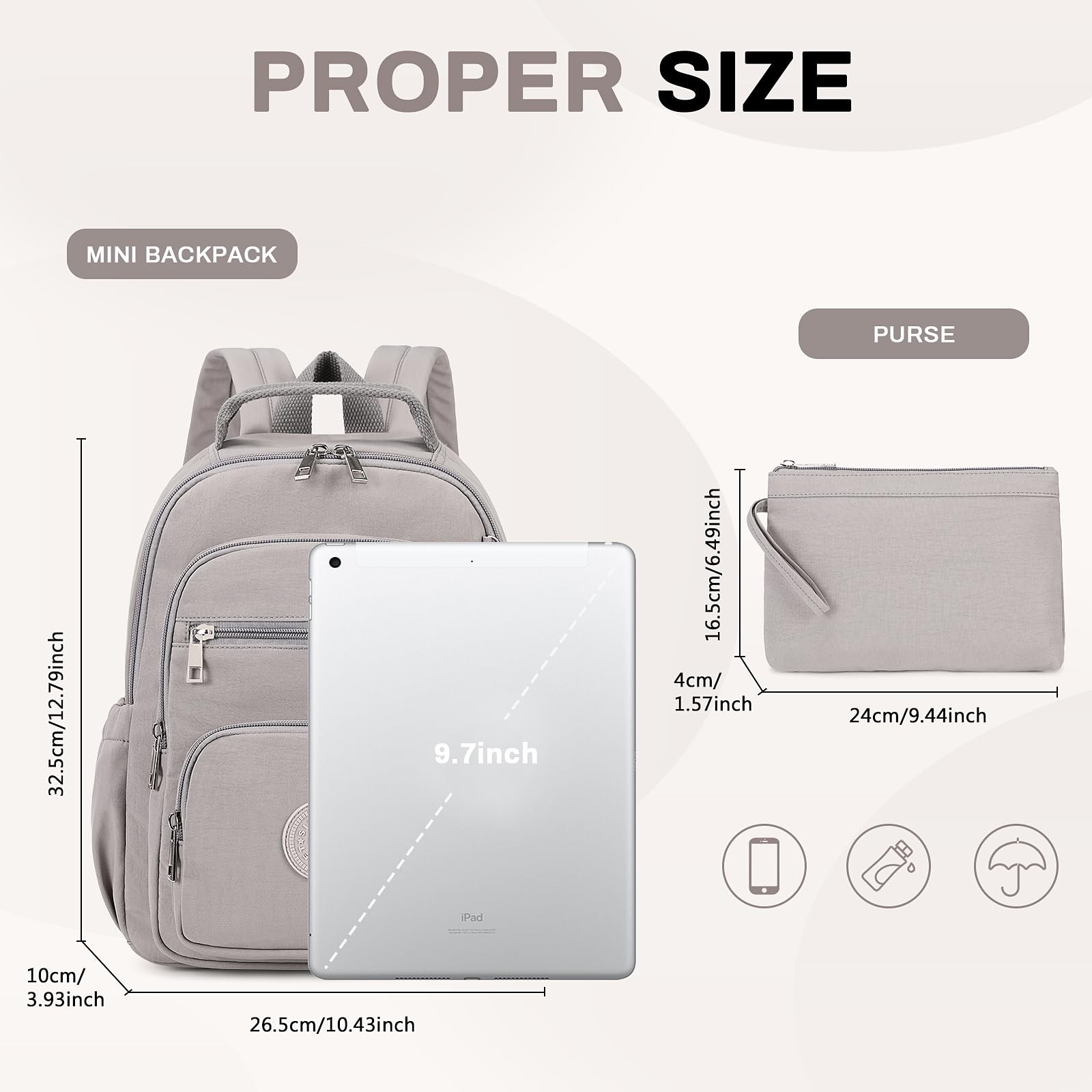 Small Backpack for Women, 2PCS Mini Backpack for Ladies Bookbag Purse for Wom…