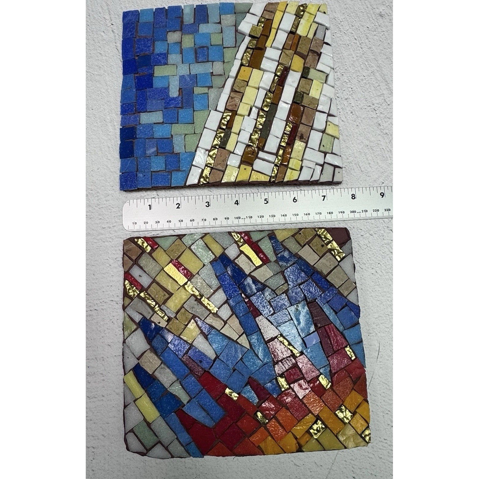 Artisan Mosaic Smalti Glass Tiles Colorful Abstract Andamento Wall Decor OOAK