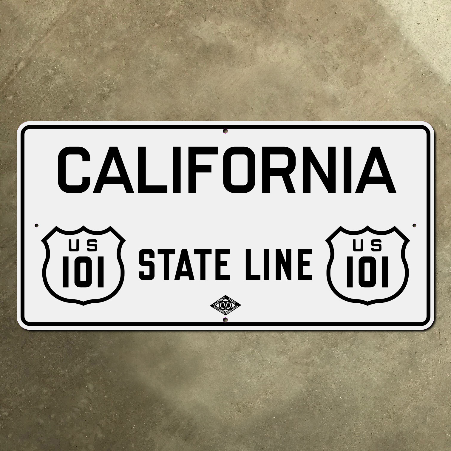 California state line US route 101 CSAA AAA auto club highway sign 16×8