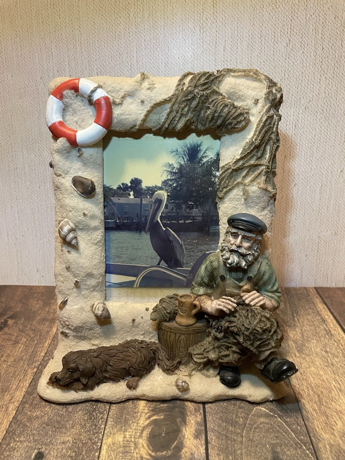 Vintage 1990s “ Old Salts “ Fisherman Nautical Beach 3D Resin Picture Frame