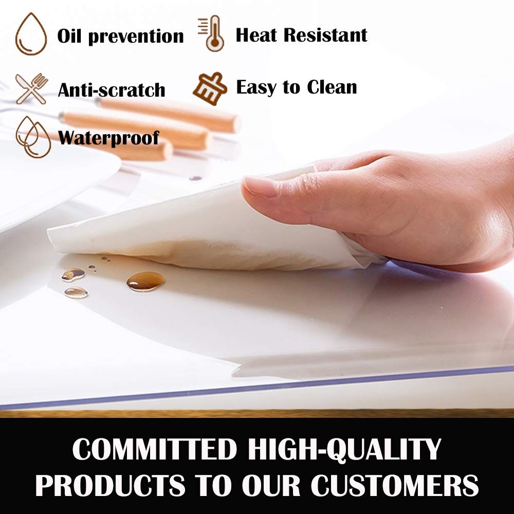 Leoewo Rectangular Clear Table Protector Crystal Plastic Table Pads Vinyl