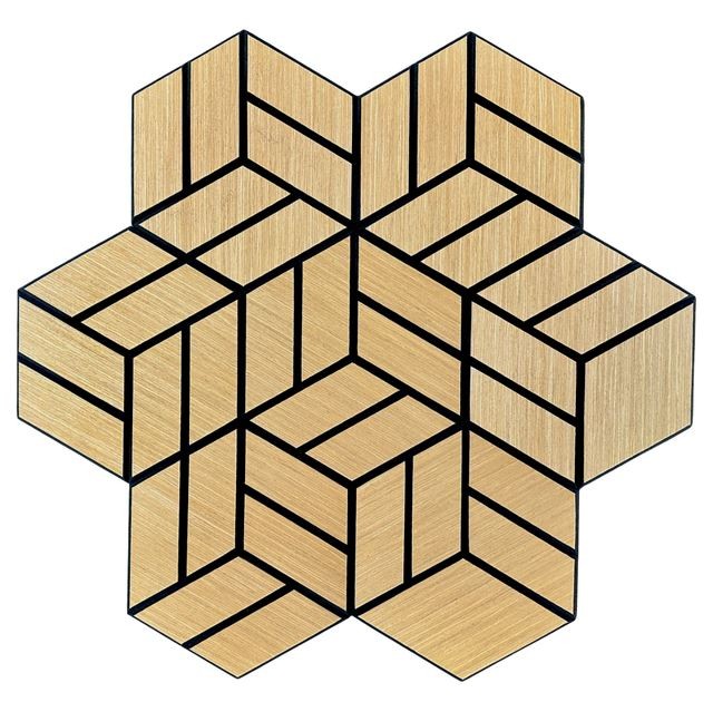 Hexagon 3D Design Wood Veneer Honeycomb Cutout Wall Decor Panels White Oak 10pcs
