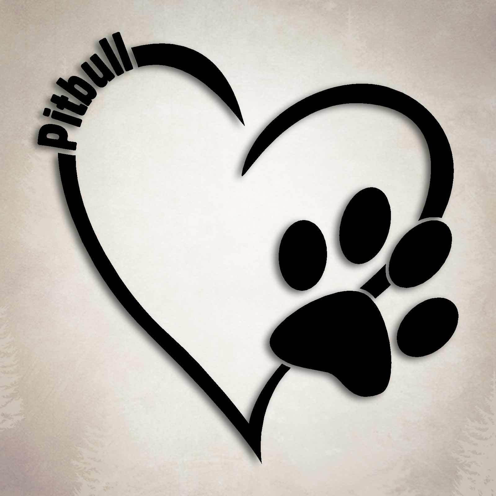 Pitbull Terrier Dog Love Decal Paw Heart Sticker Car Laptop Puppy Animal Rescue