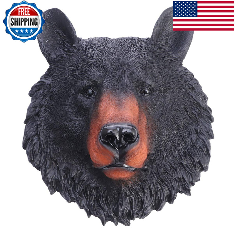 Vosarea Animal Head Wall Art Resin Bear Head Plaque Wall Sculpture Bear Face