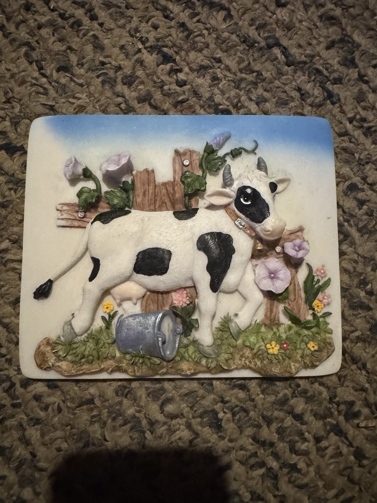 Vintage Ceramic 3D “Milk Cow” Wall Hanging Plaque – 4.75 Inches x 5.75 Inches(96