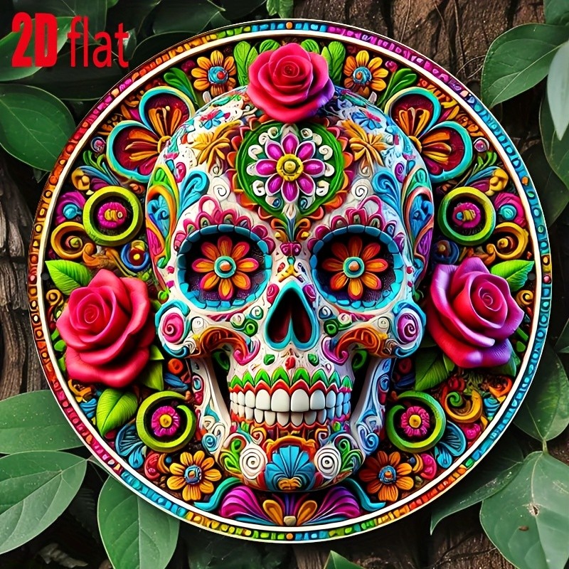 2D Flat 1pc Tin Metal Signs 8 X 8 Inches Mexican Carnival Themed Aluminum
