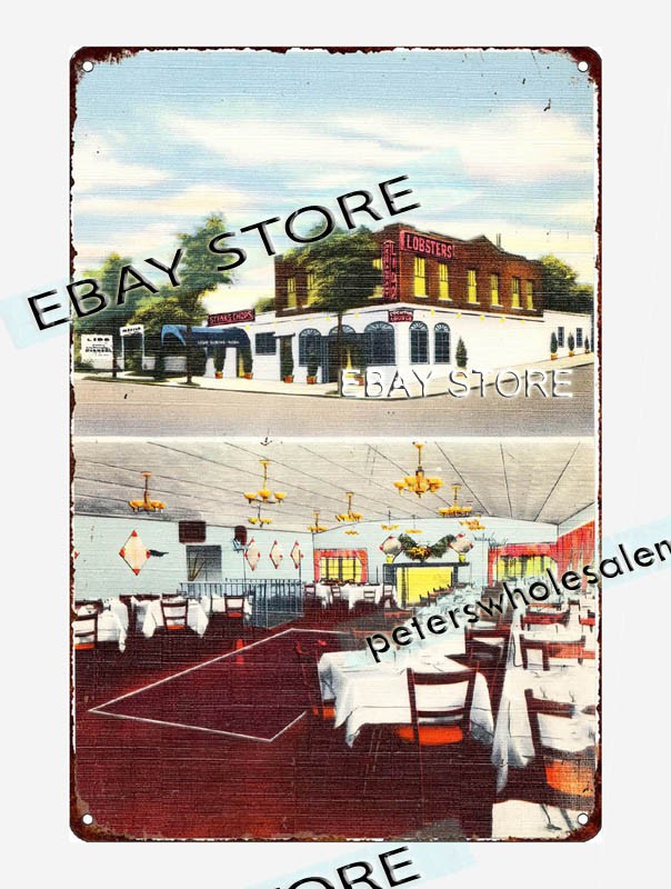 1930-45 Lido Restaurant New York tin sign decor living room