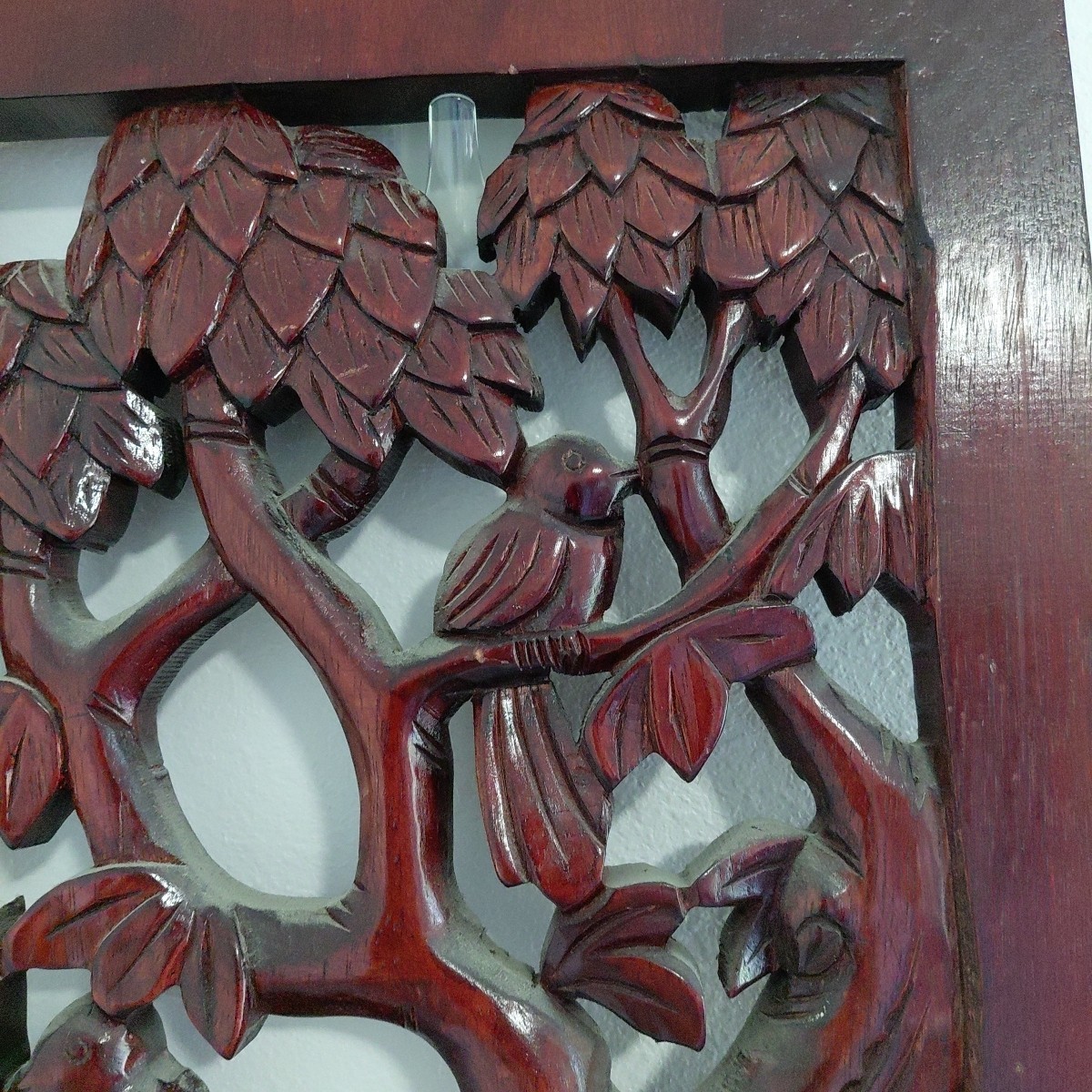 Rustic Home Decor Floral Wood Carved Wall Panel Asian Wood Wall Decor Plaque