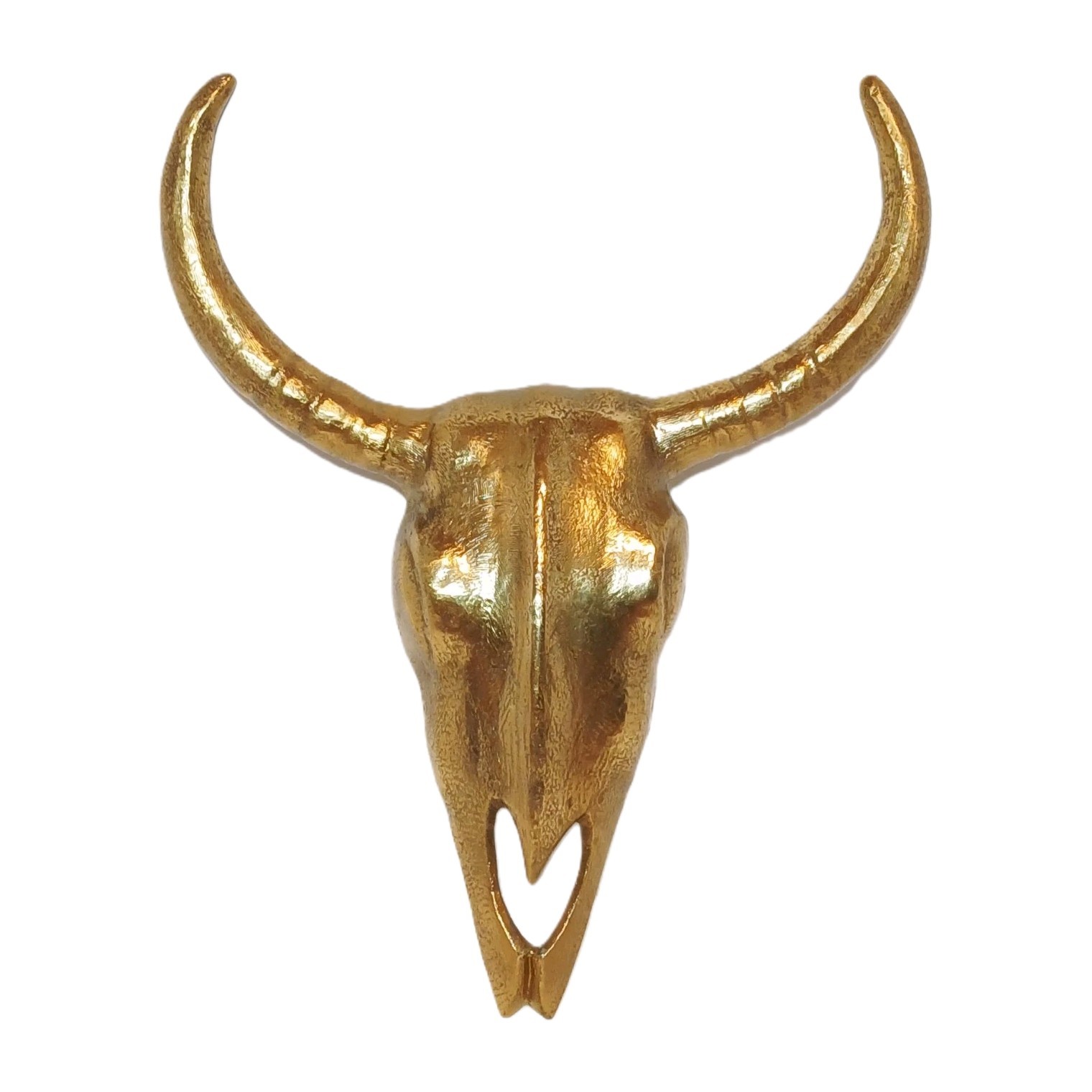 Western Americana Longhorn Skull Wall Decor Gold Tone 20” Steer Head Sculpture