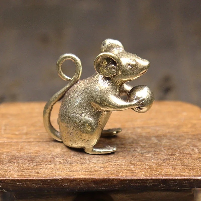 Tabletop Figurine Brass Mouse Animal Statue Sculpture Home Decor Gift USA