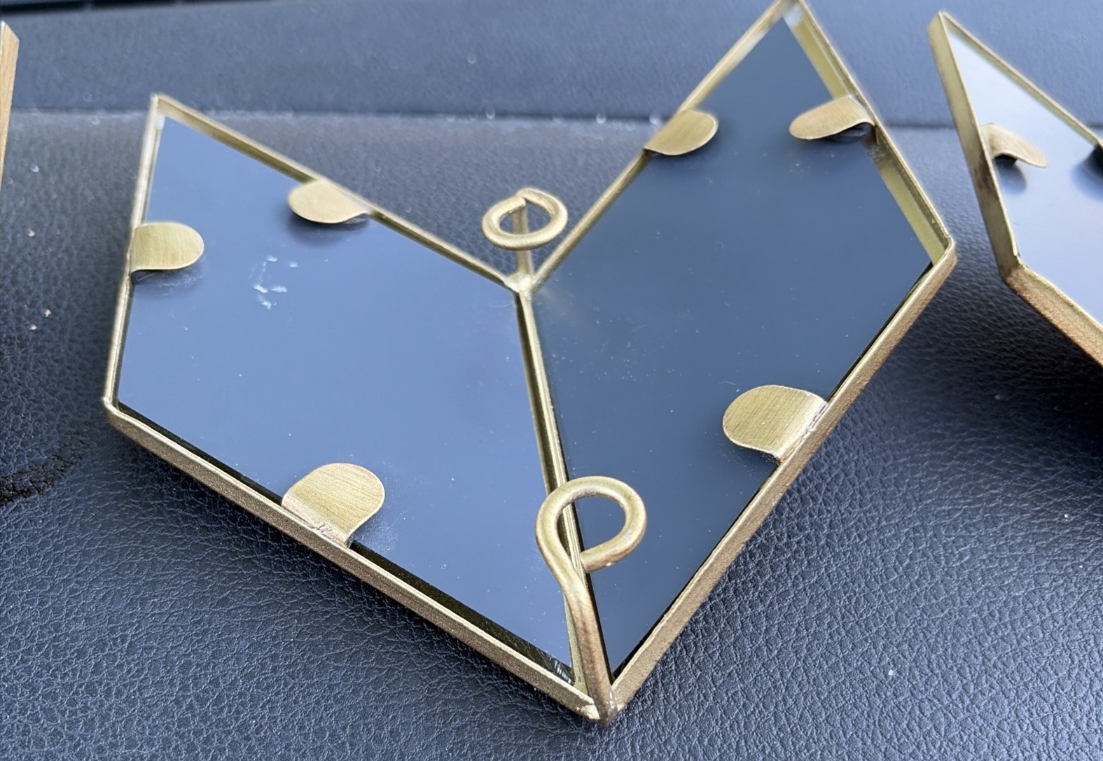 3 Chevron Wall Mirrors by Urban Outfitters Framed in Gold Tone & back hooks
