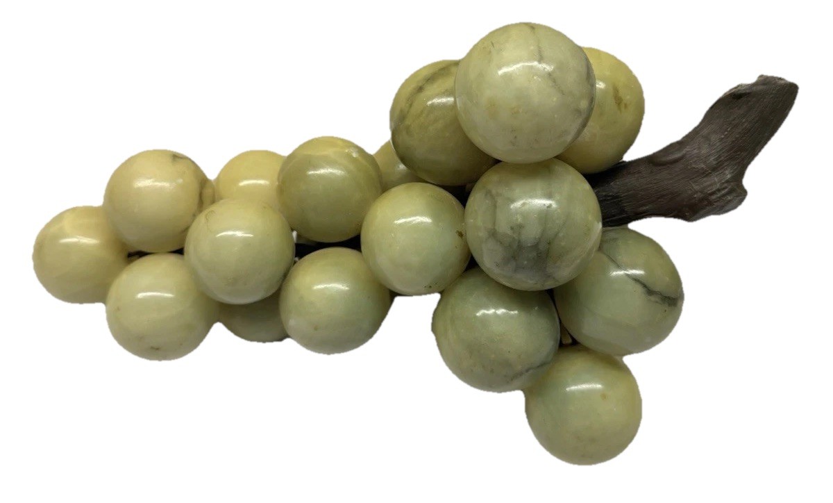 Vintage MCM Beige Italian Alabaster Stone Grape Cluster Sculpture 9” x 4.5”