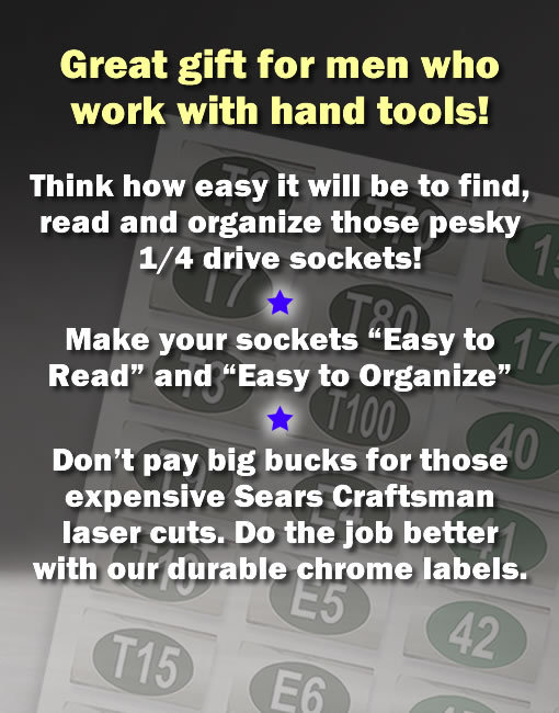 Chrome Socket Labels VETERANS Limited Edition – Easy Read – Universal 90 pieces