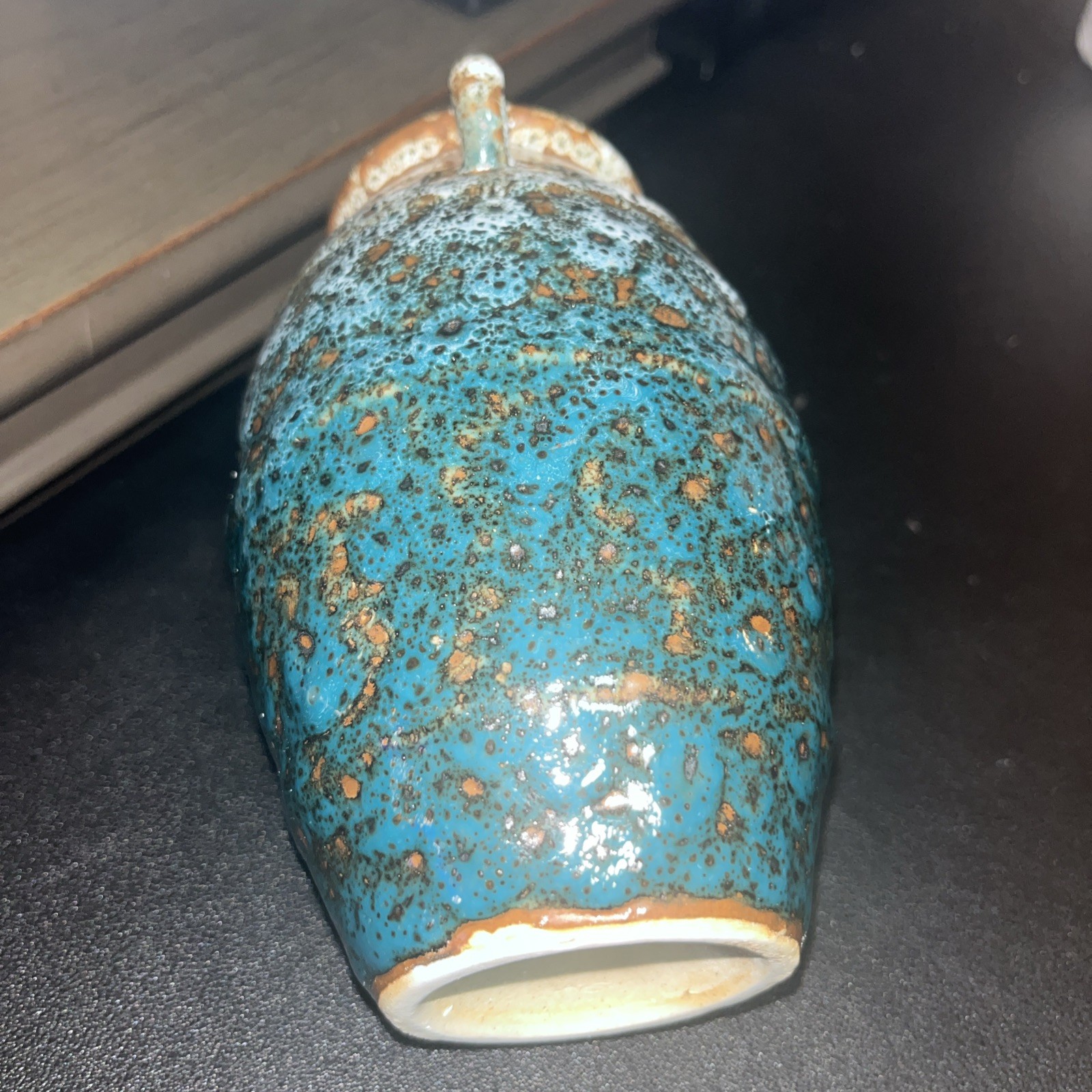 6×4″ Rustic Farmhouse Vase, Vintage Weathered Look, Ceramic Pottery, Green Brown