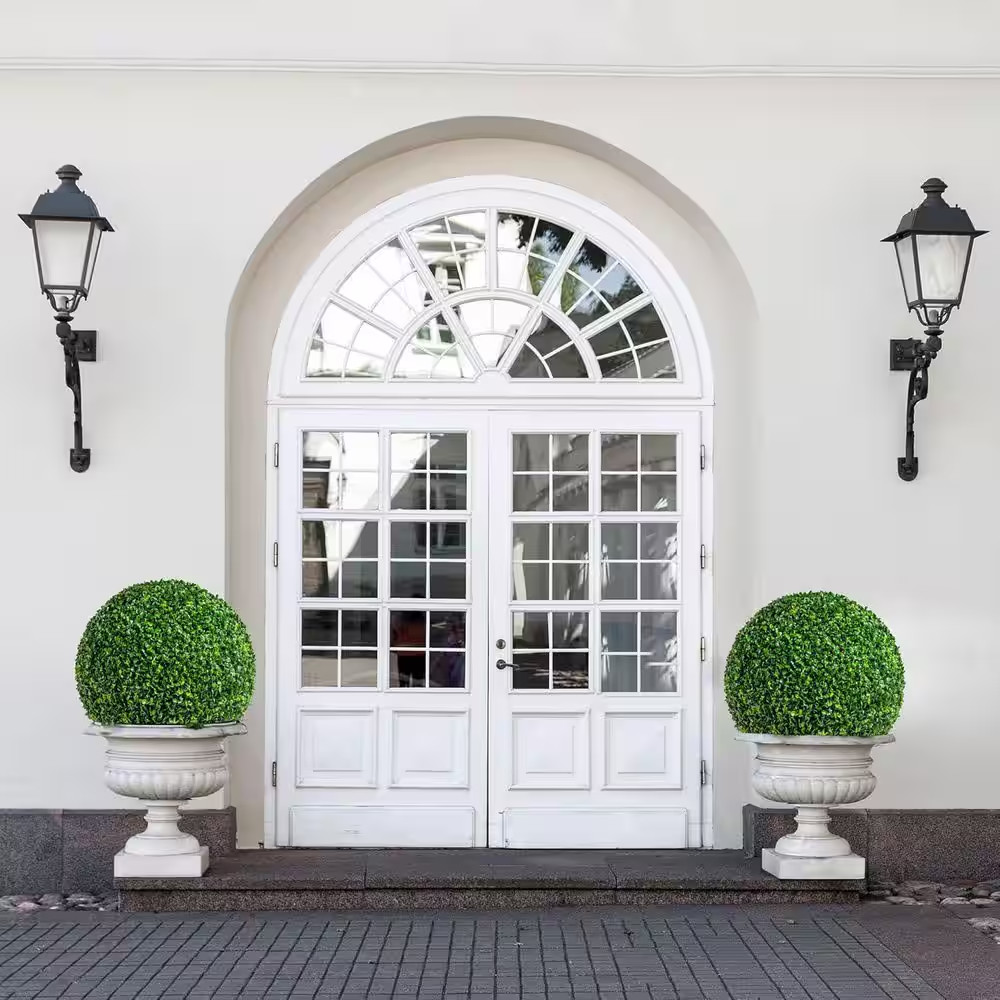 15 In. 2-Pieces Artificial Plant Topiary Ball Faux Boxwood Decorative Balls for