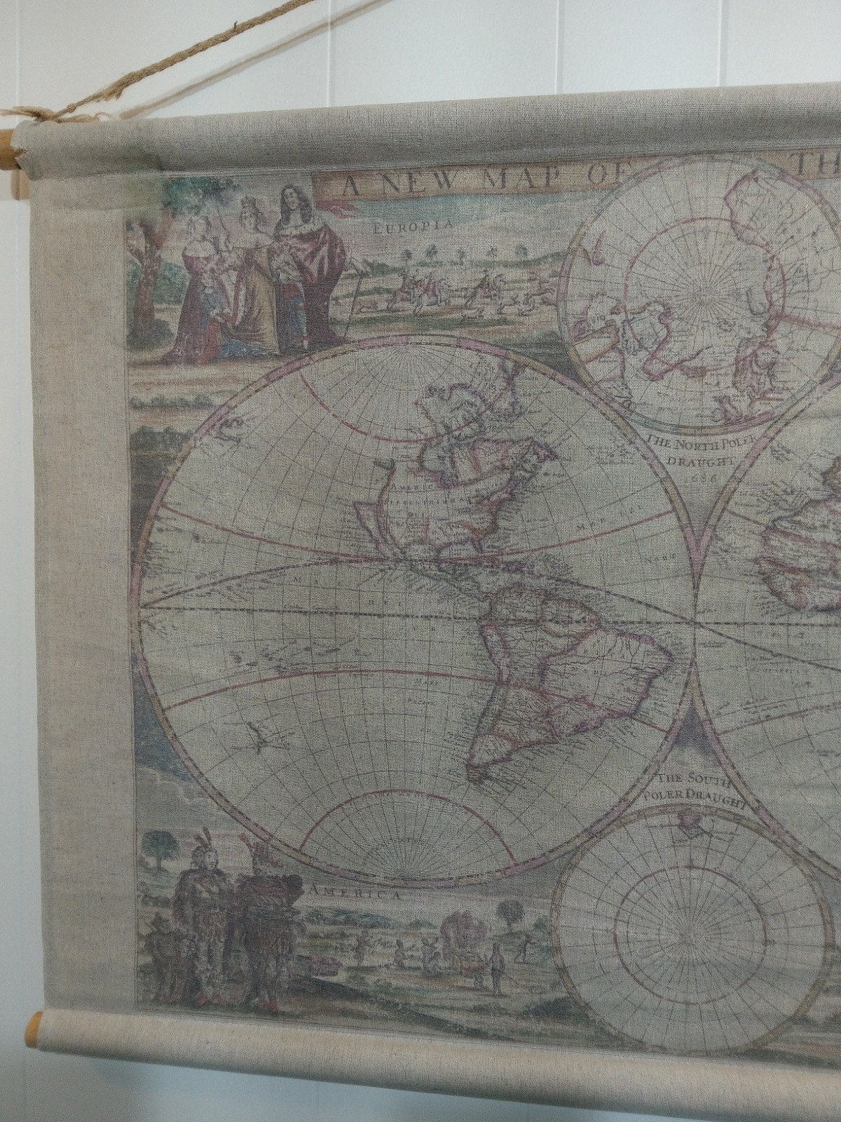 Vintage Style Map Scroll Tapestry Modern Reproduction Wall Hanging Home Decor
