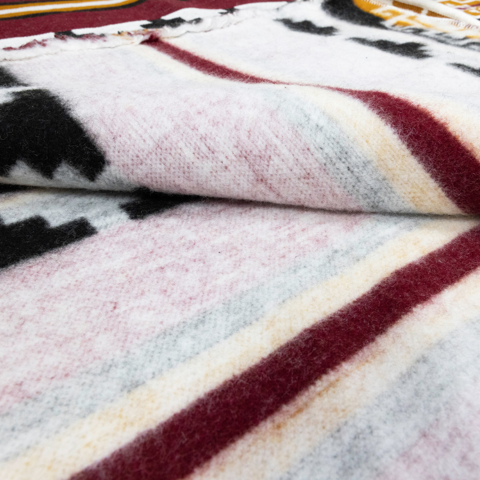 Handwoven Soft & Warm Heavy Thick Llama Wool Blanket – Burgundy/Mustard 98×79 in