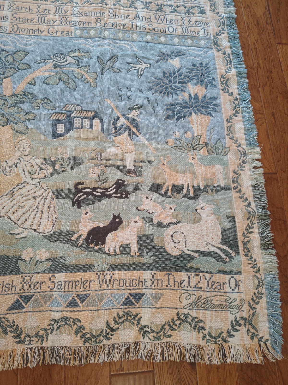 Blanket/Throw Goodwin Weavers 100% Cotton USA Williamsburg Pattern 48″ X 67″