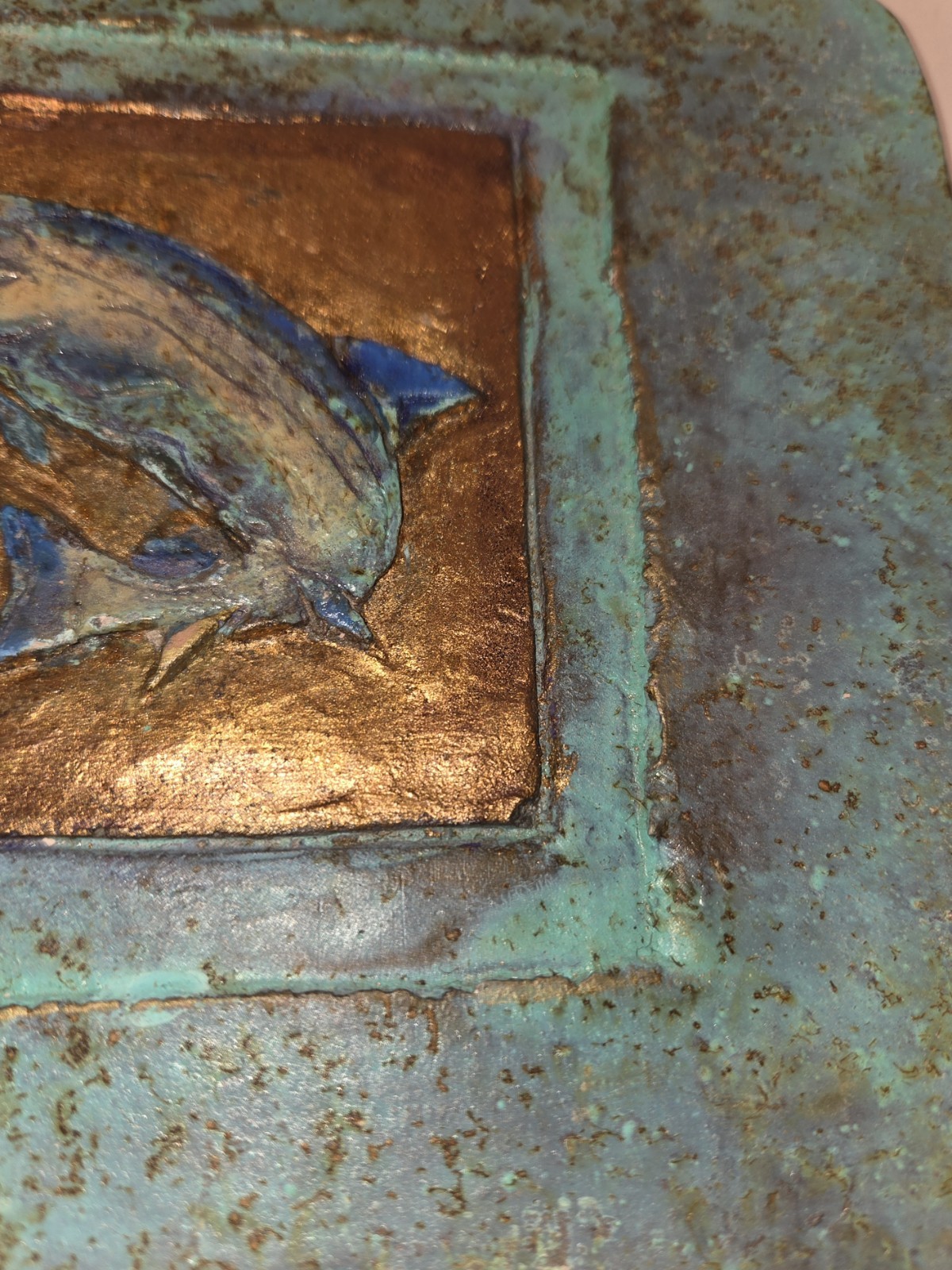 Jeanne Dana Cold Bronze Plaques Wall Art Salmon Caribou Elk Mixed Media 2 Pieces