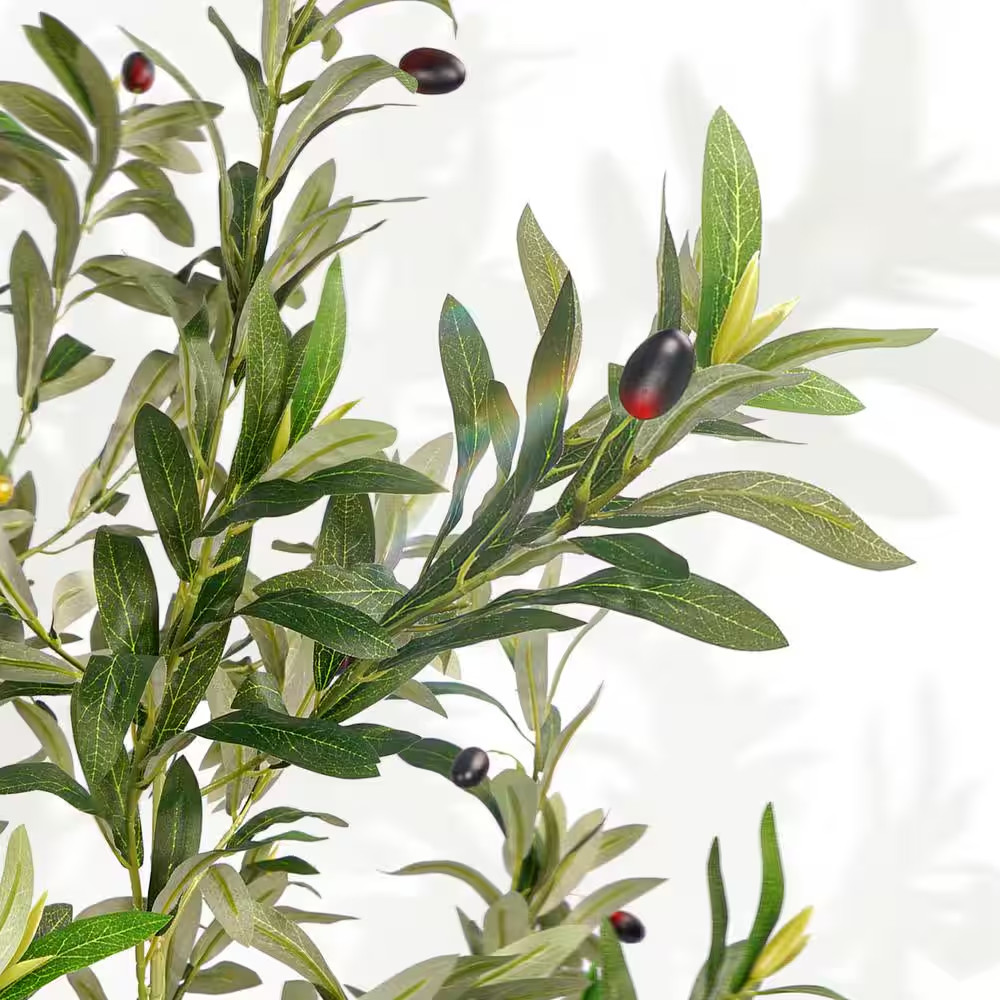 New Year Trees 8 Ft. Artificial Olive Tree 96 In. Fake Plants W/ Black Pot Indoo