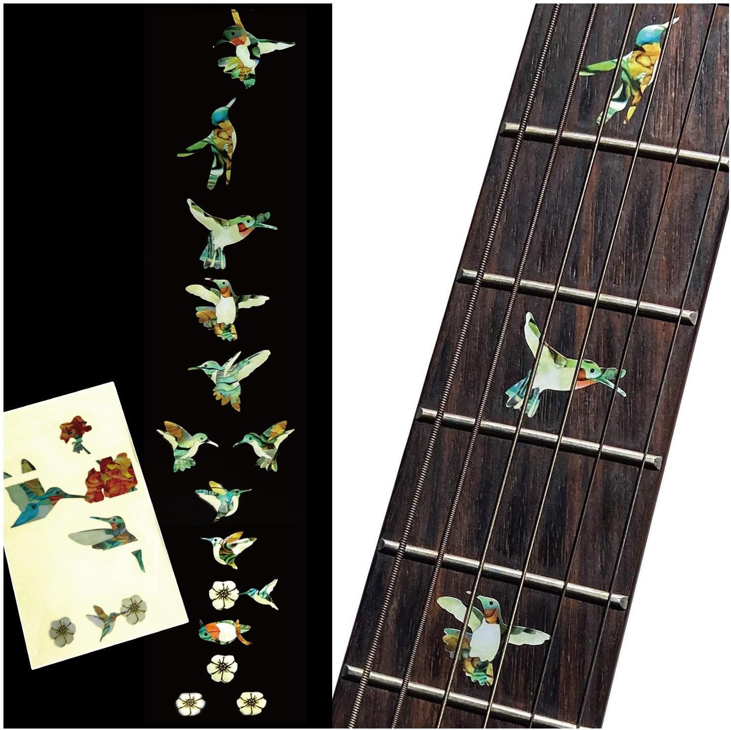 Inlaystickers Bee Hummingbirds – Fret Markers Inlay Stickers Decals for Guitars