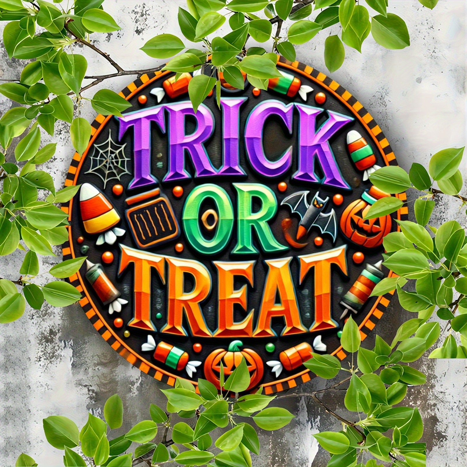 2D Flat – 1pc 8×8 inches Aluminum Halloween Prank or Collect Tin Metal Signs, Vi
