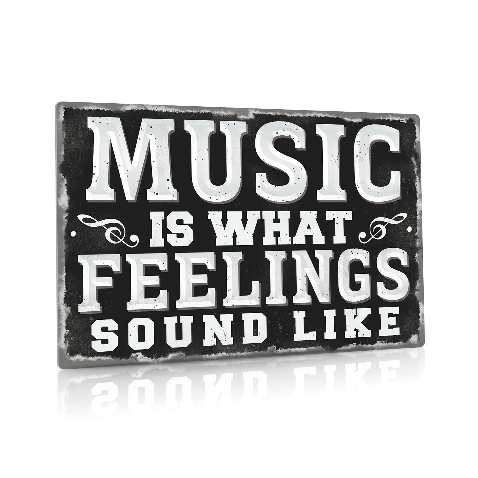 Putuo Decor Metal Vintage 12×8 inches, Music Is What Feelings Sound Like