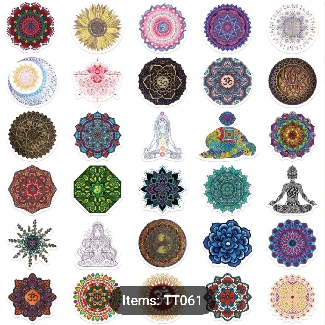 10 PCS Mandalas Yoga Meditation Healing Stickers BRAND NEW