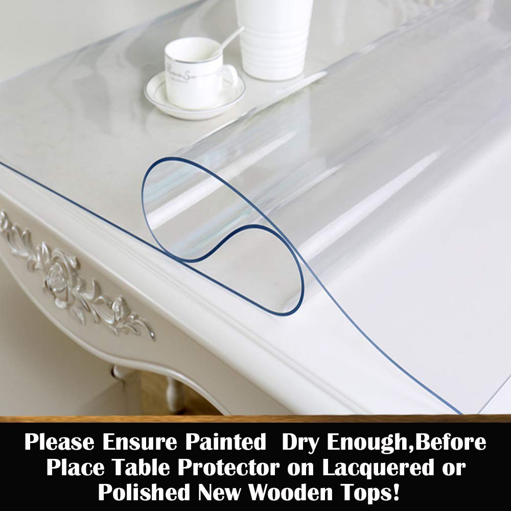 Leoewo Rectangular Clear Table Protector Crystal Plastic Table Pads Vinyl