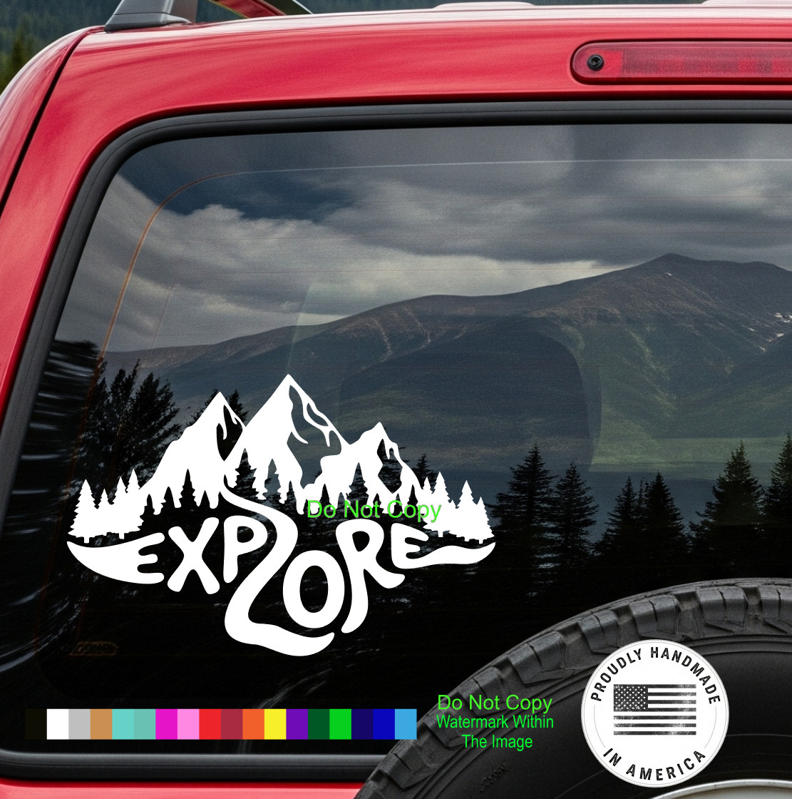 Explore Mountain Vinyl Decal Sticker Adventure Nature Hiking Car Window Bumper
