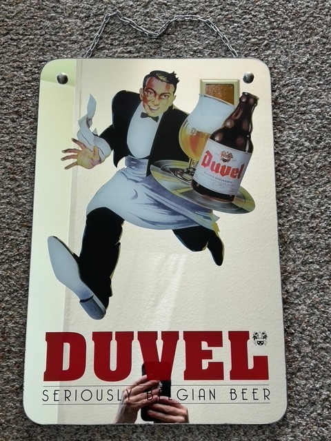 Decorative wall mirror Duvel Belgian Beer branded with chain bar mirror