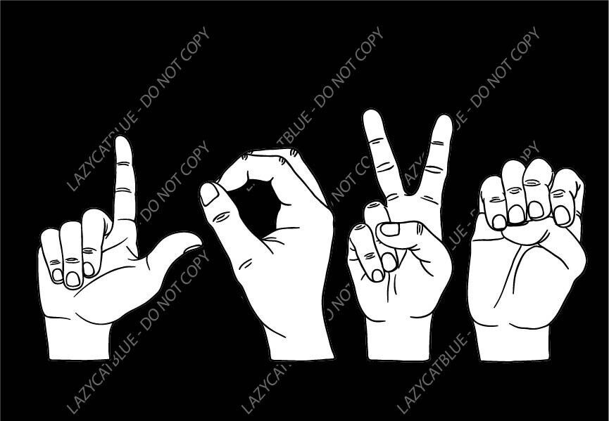 Love Sign Decal Sticker Printed Die Cut ASL Language Hands Couple Life Wedding