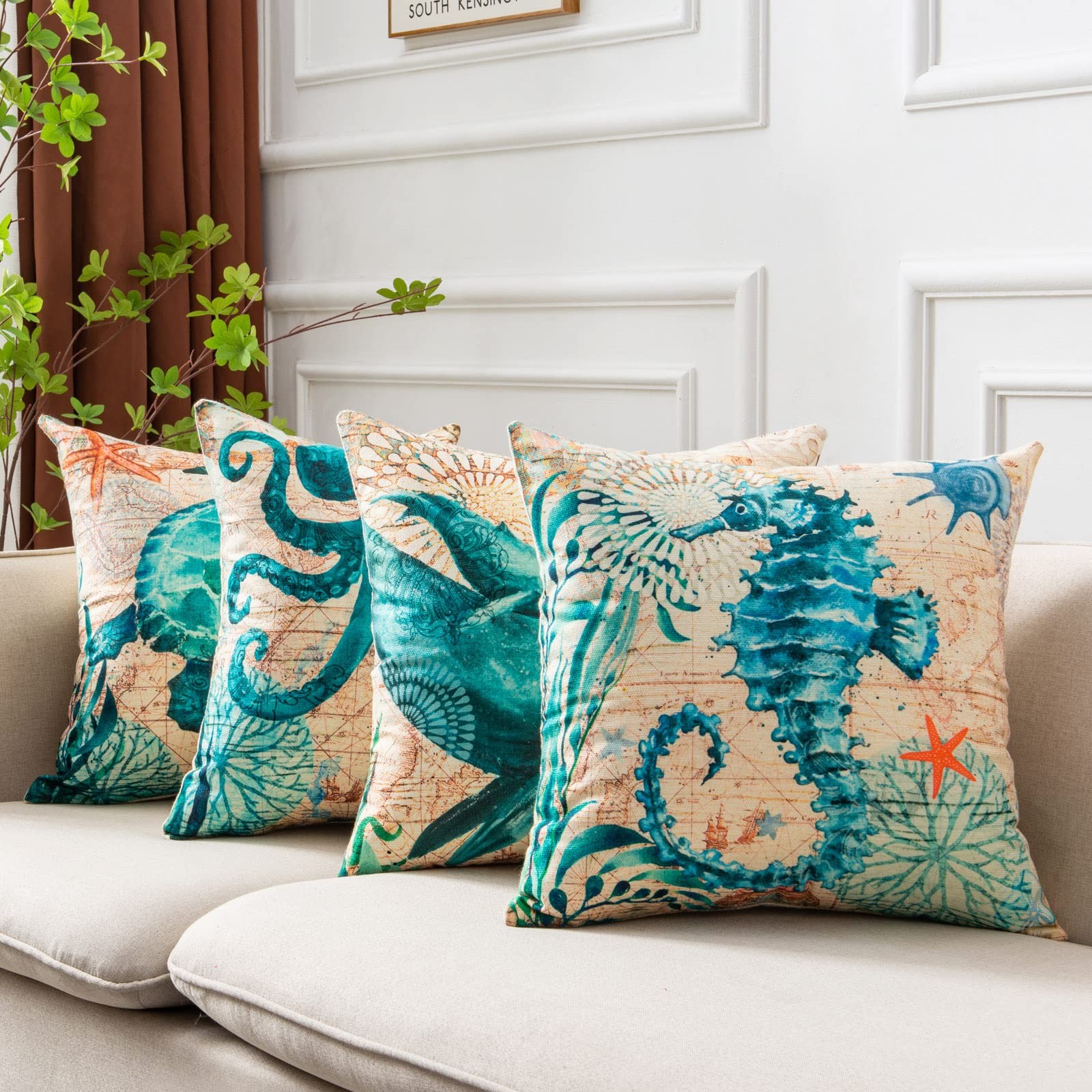 Cushion Covers Sea Turtle Printed Throw Pillow Cases For Home Decor Sofa Chair S